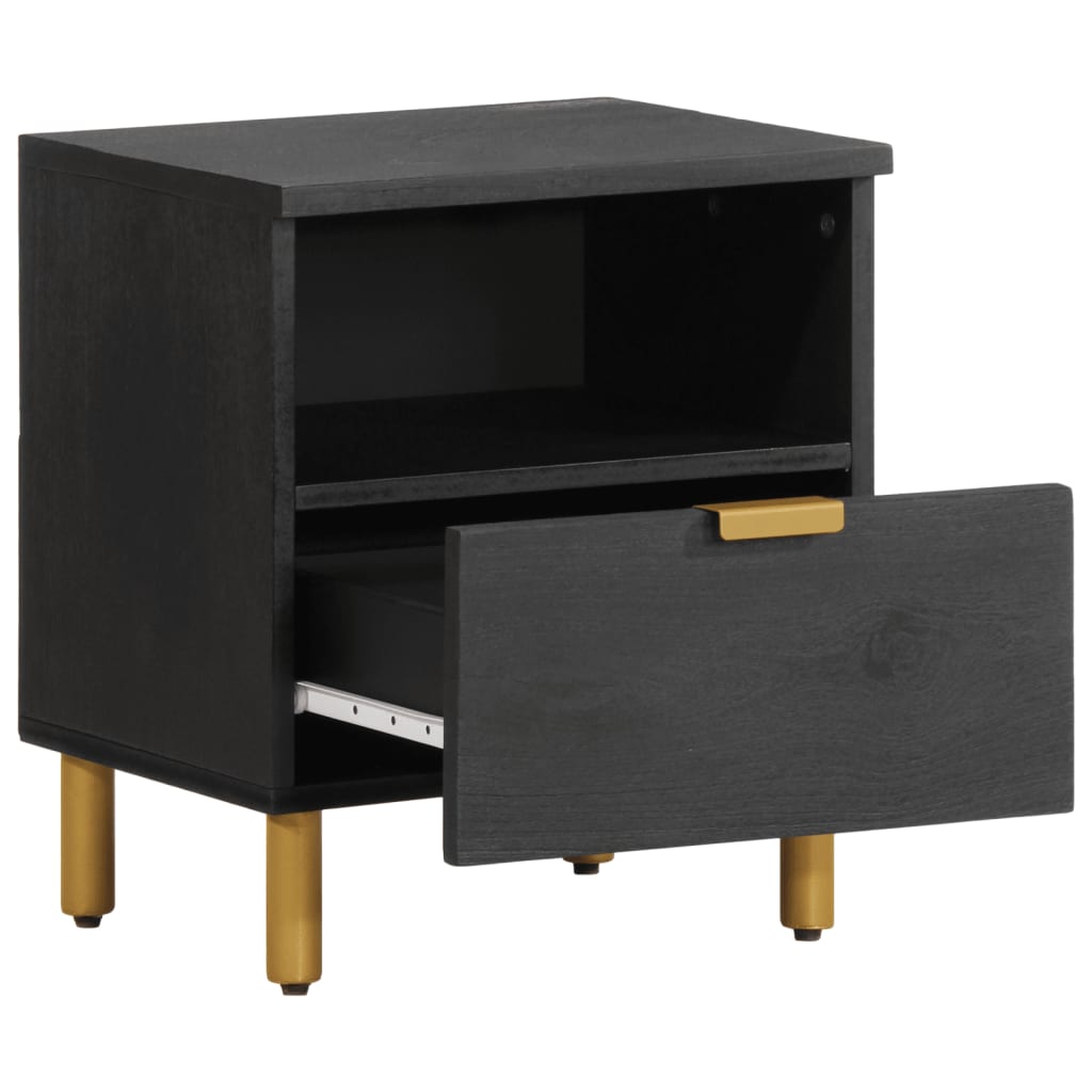 Black Engineered Wood Bedside Cabinet 40x33x46 cm
