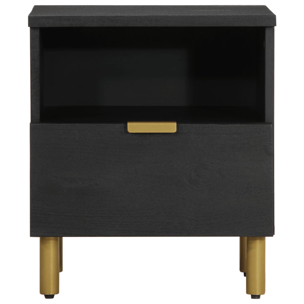 Black Engineered Wood Bedside Cabinet 40x33x46 cm