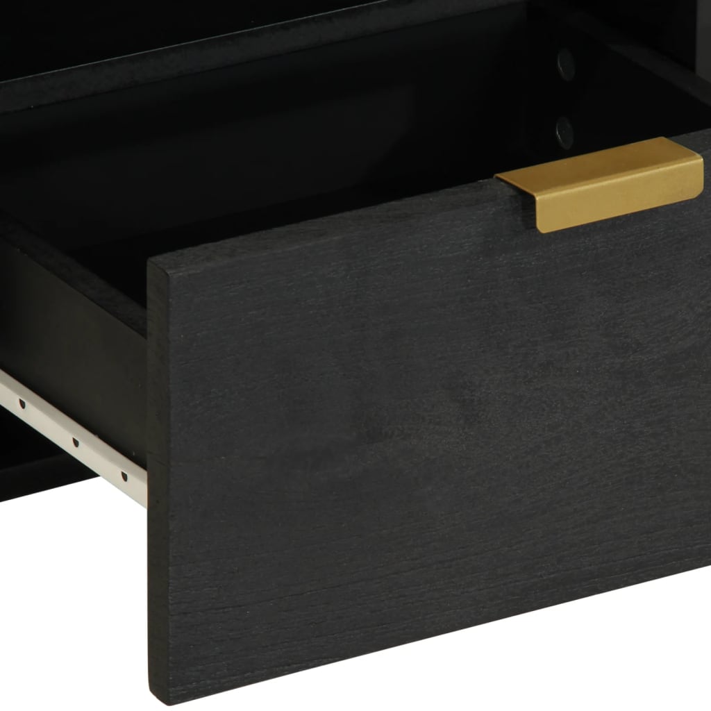 Black Engineered Wood Bedside Cabinet 40x33x46 cm