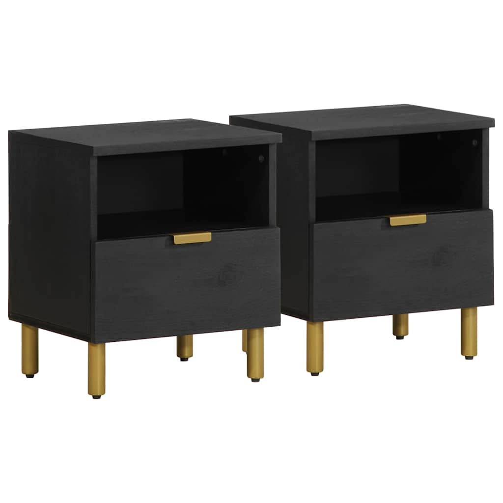 Sleek Black Bedside Cabinet 40x33x46 cm - Engineered Wood