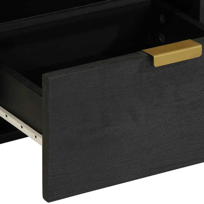 Sleek Black Bedside Cabinet 40x33x46 cm - Engineered Wood