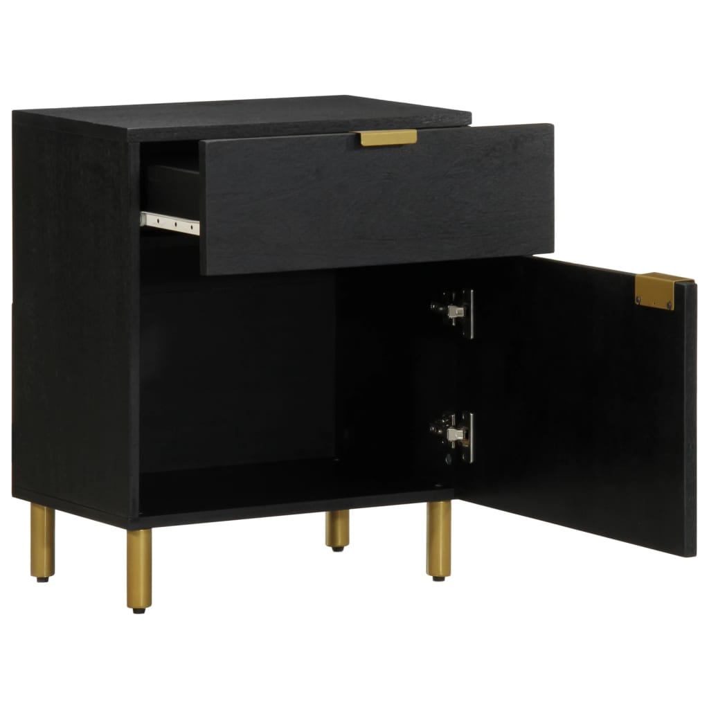 Sleek Black Bedside Cabinet, 50x33x60 cm, Engineered Wood