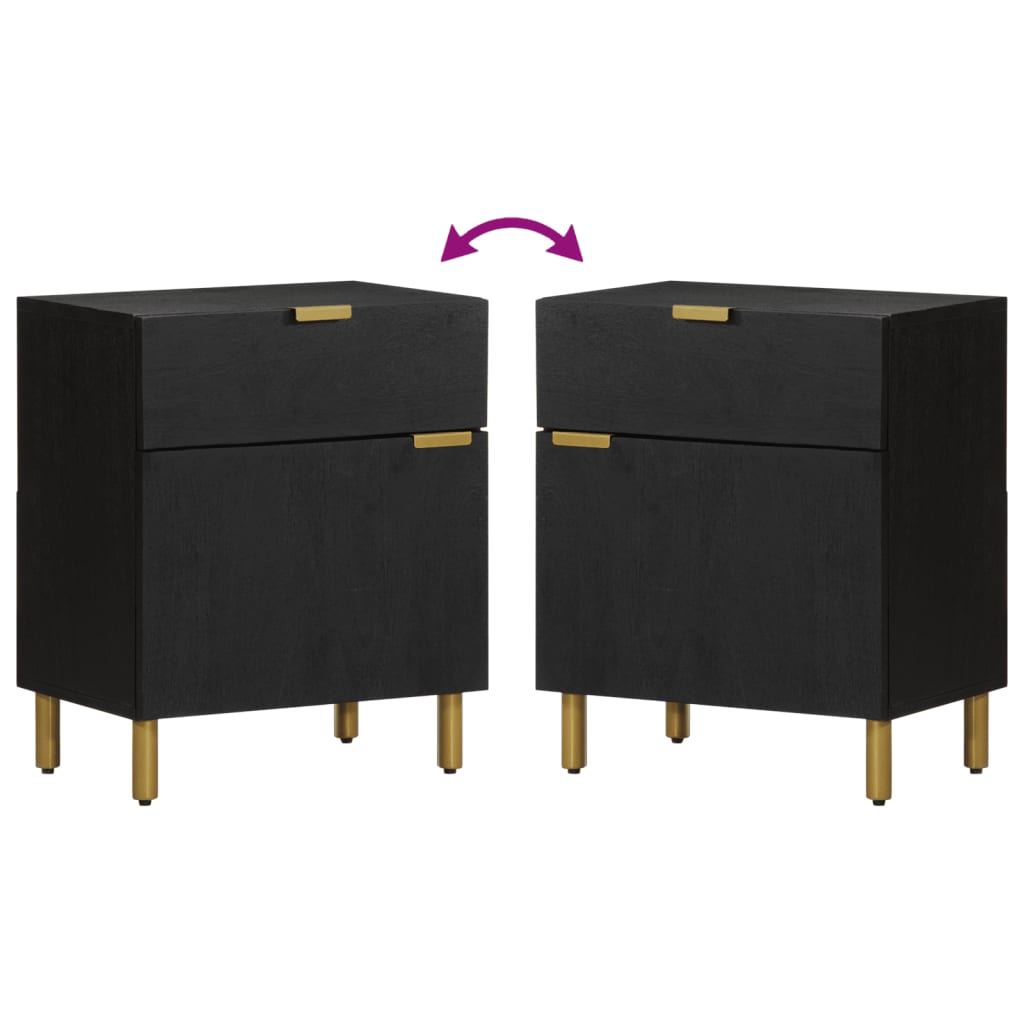 Sleek Black Bedside Cabinet, 50x33x60 cm, Engineered Wood