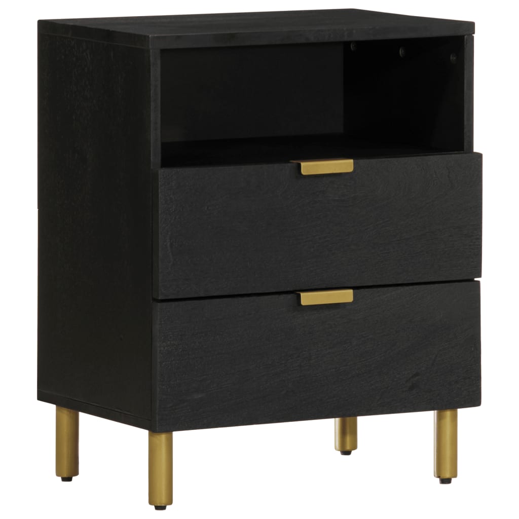 Sleek Black Bedside Cabinet 50x33x62 cm - Engineered Wood