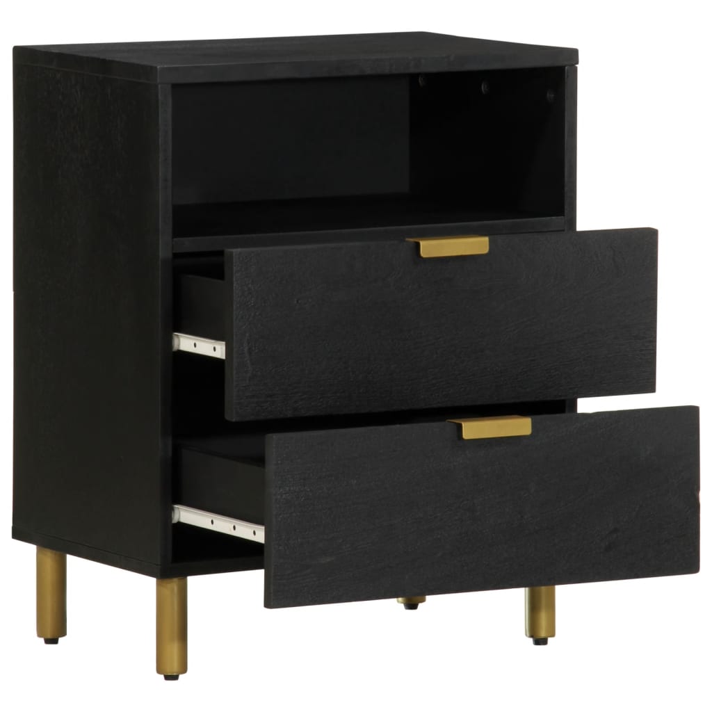 Sleek Black Bedside Cabinet 50x33x62 cm - Engineered Wood