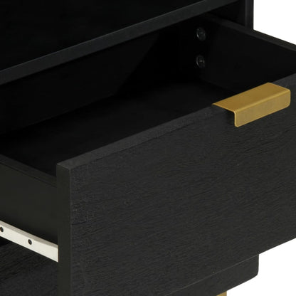 Sleek Black Bedside Cabinet 50x33x62 cm - Engineered Wood