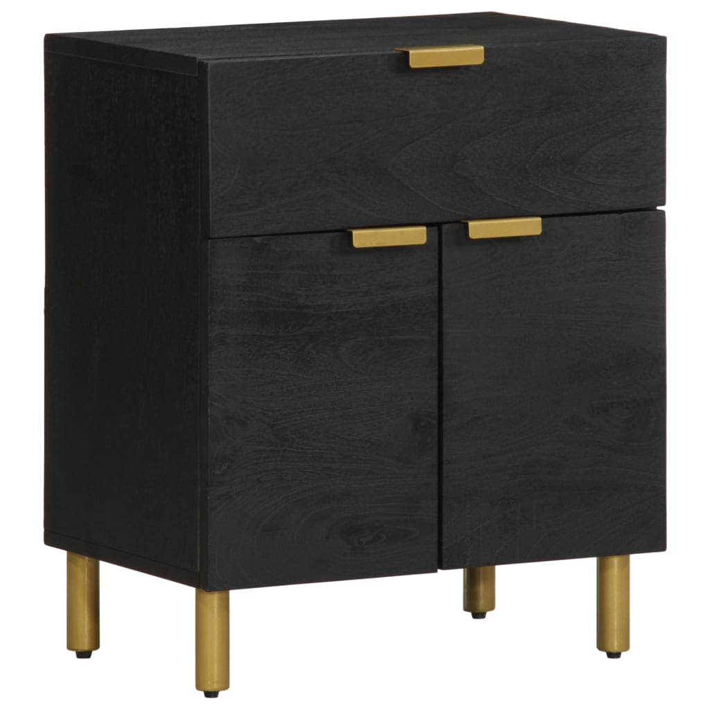Black Engineered Wood Bedside Cabinet 50x33x60 cm