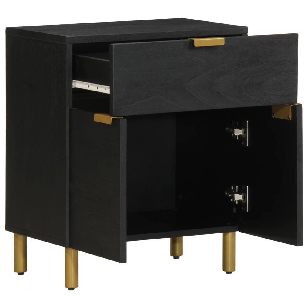 Black Engineered Wood Bedside Cabinet 50x33x60 cm