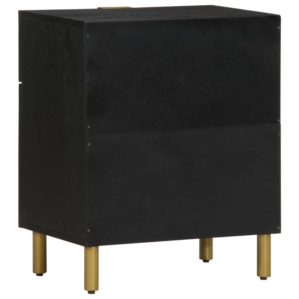 Black Engineered Wood Bedside Cabinet 50x33x60 cm