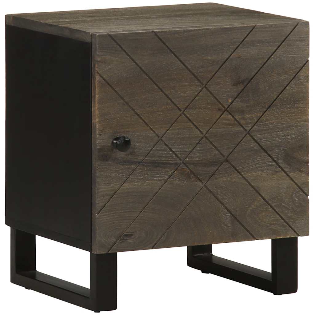 Solid Mango Wood Bedside Cabinet, Black 40x33x46 cm