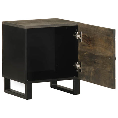 Solid Mango Wood Bedside Cabinet, Black 40x33x46 cm
