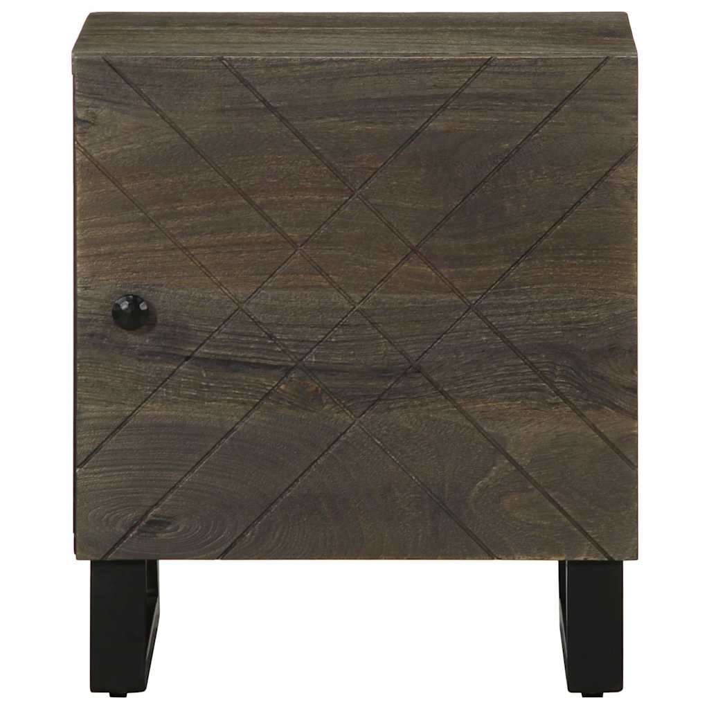 Solid Mango Wood Bedside Cabinet, Black 40x33x46 cm
