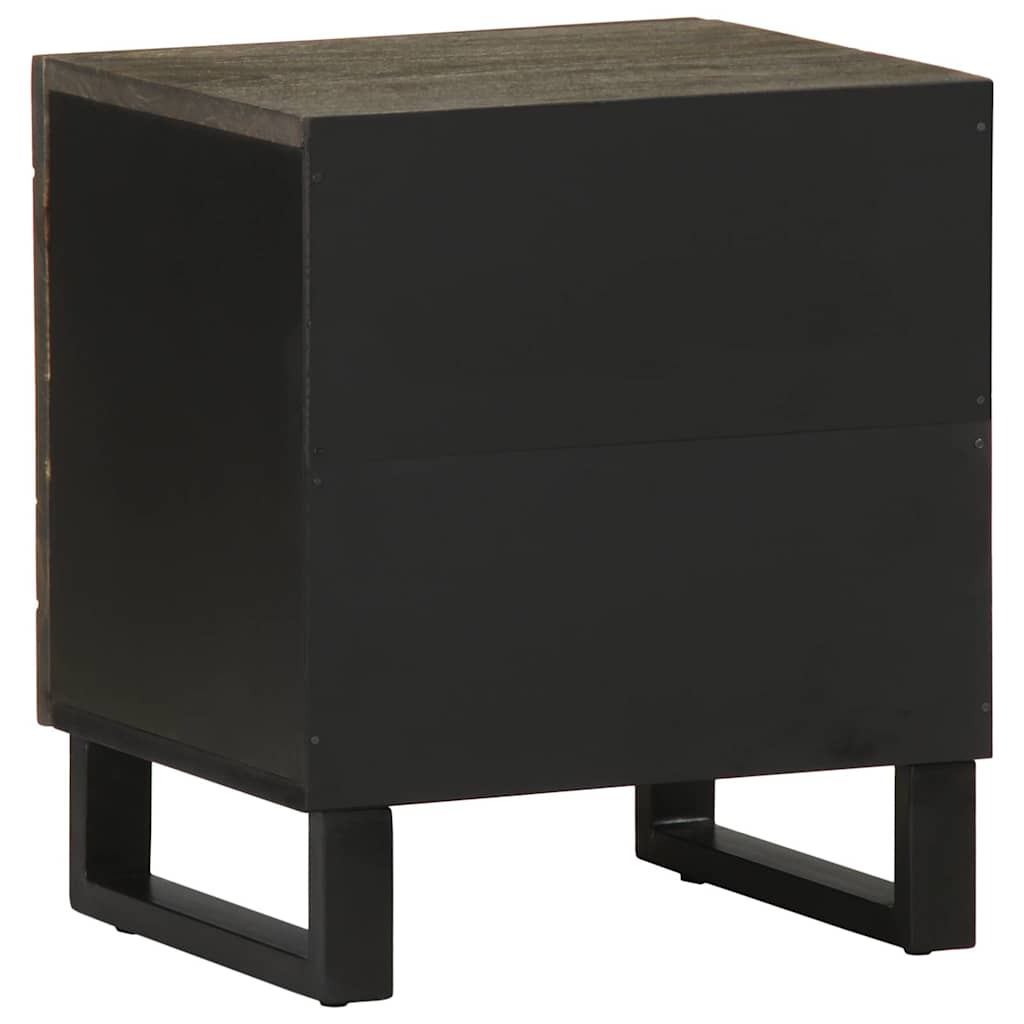 Solid Mango Wood Bedside Cabinet, Black 40x33x46 cm
