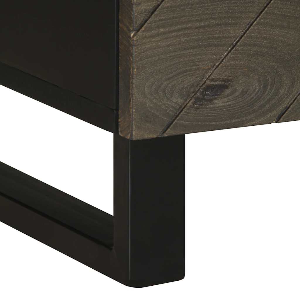 Solid Mango Wood Bedside Cabinet, Black 40x33x46 cm