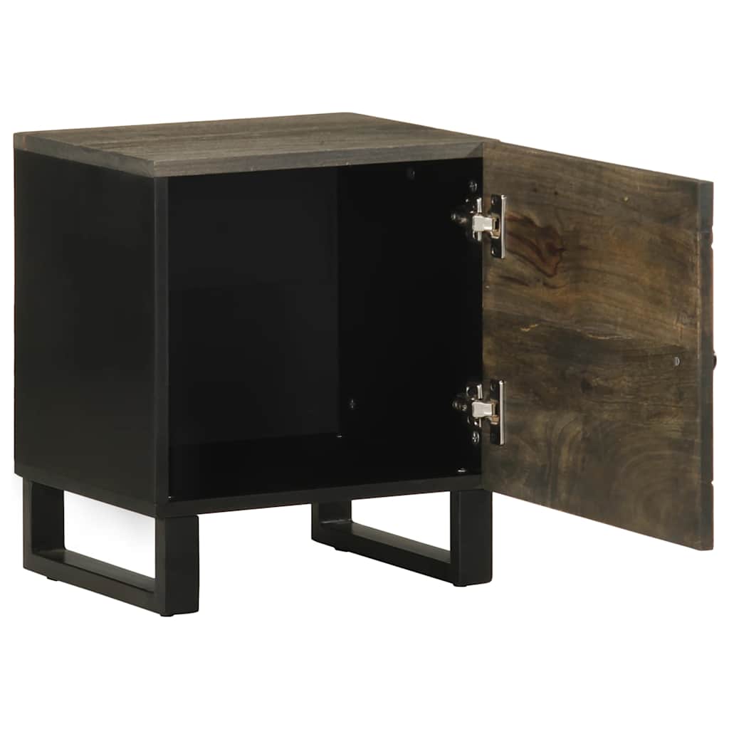 Set of 2 Black Solid Mango Wood Bedside Cabinets - 40x33x46 cm
