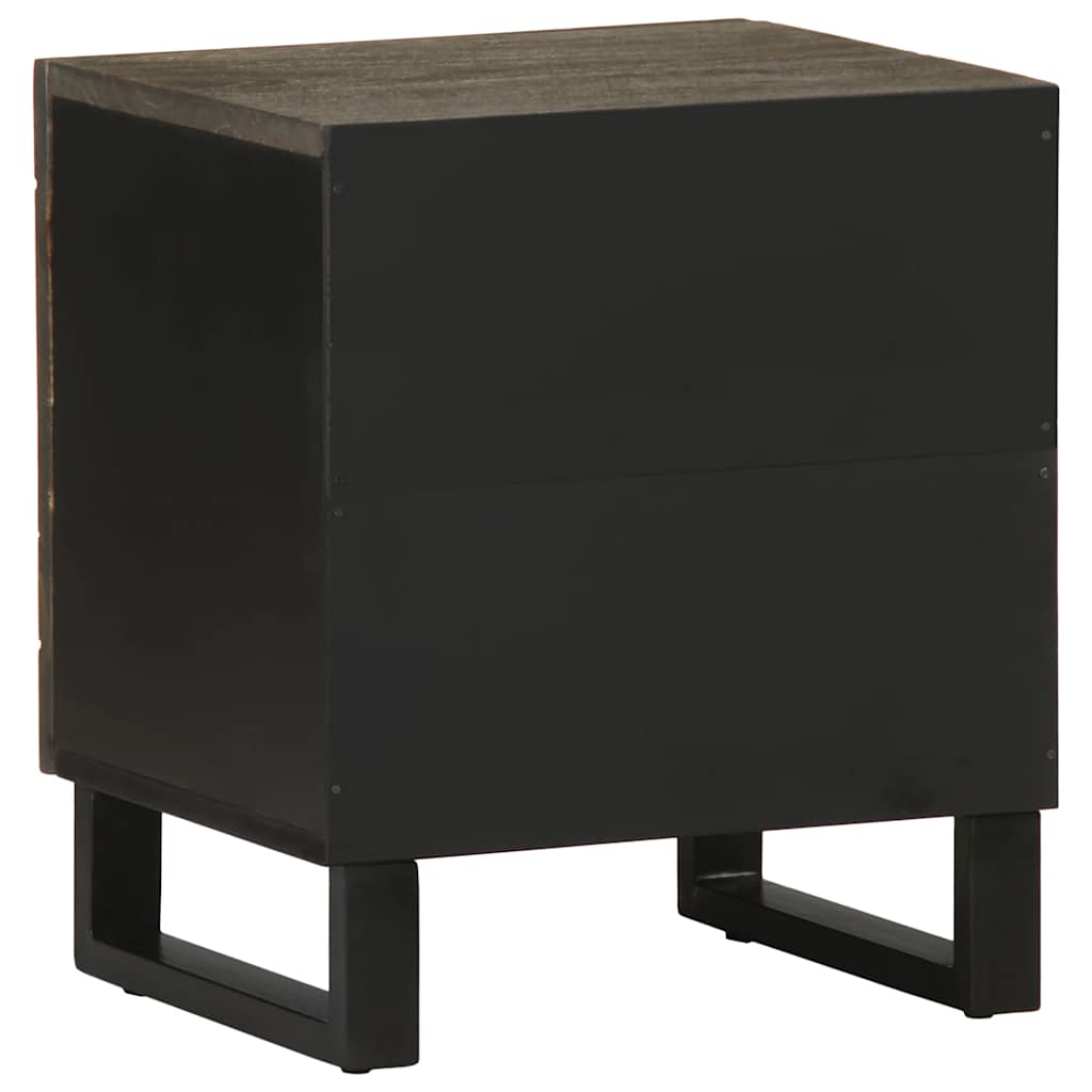 Set of 2 Black Solid Mango Wood Bedside Cabinets - 40x33x46 cm