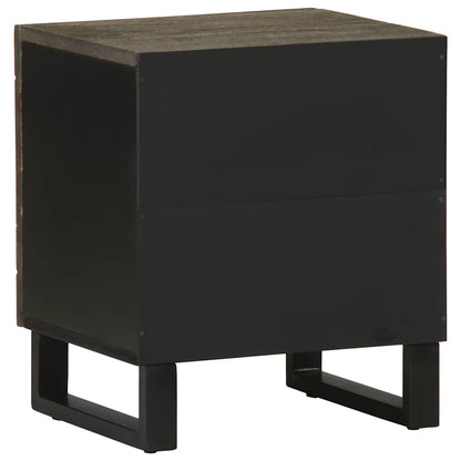 Set of 2 Black Solid Mango Wood Bedside Cabinets - 40x33x46 cm