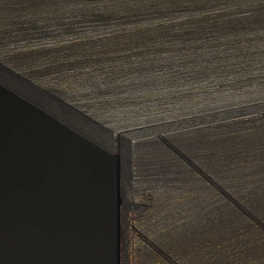 Set of 2 Black Solid Mango Wood Bedside Cabinets - 40x33x46 cm