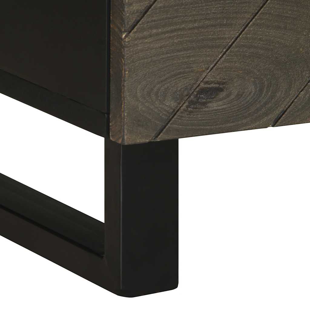Set of 2 Black Solid Mango Wood Bedside Cabinets - 40x33x46 cm