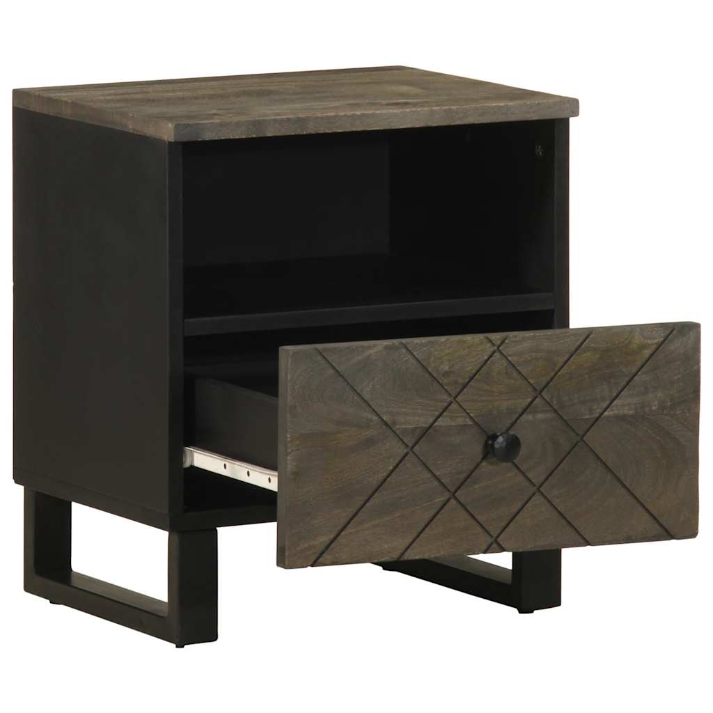 Sleek Black Mango Wood Bedside Cabinet 40x33x46 cm