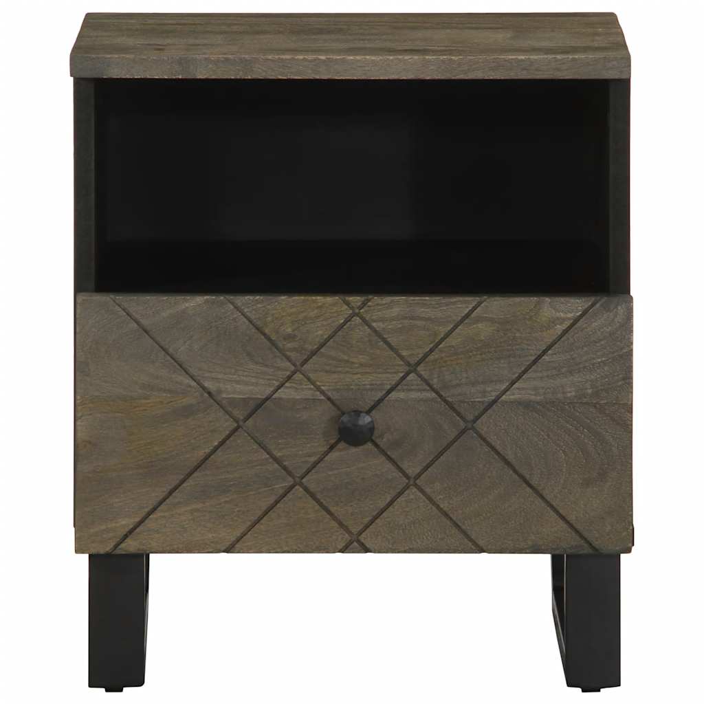 Sleek Black Mango Wood Bedside Cabinet 40x33x46 cm