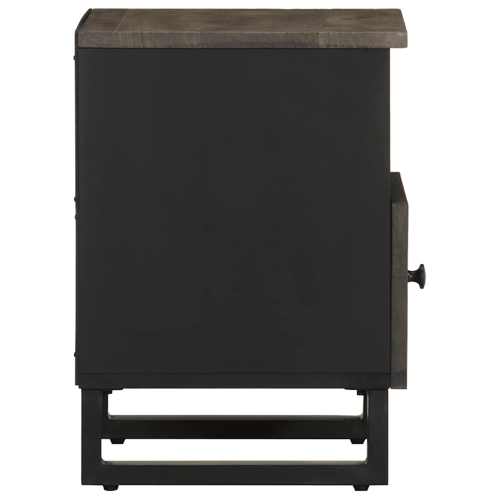Sleek Black Mango Wood Bedside Cabinet 40x33x46 cm