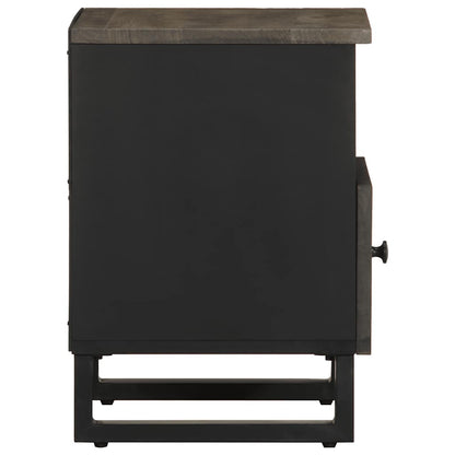 Sleek Black Mango Wood Bedside Cabinet 40x33x46 cm