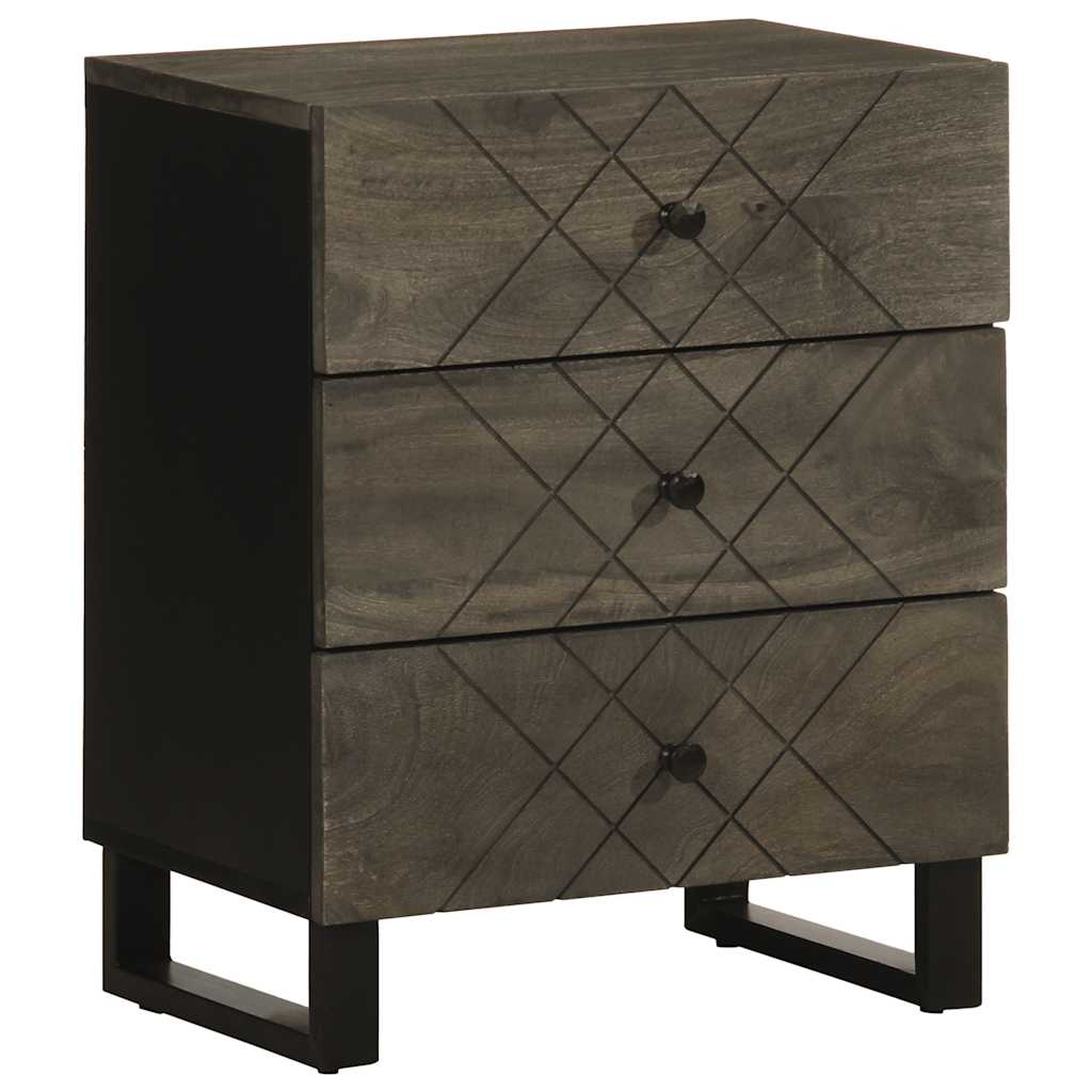Black Solid Mango Wood Bedside Cabinet 50x33x62 cm