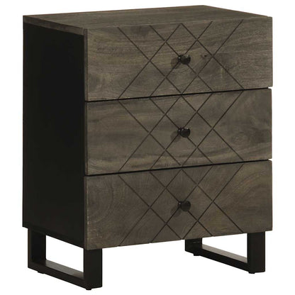 Black Solid Mango Wood Bedside Cabinet 50x33x62 cm