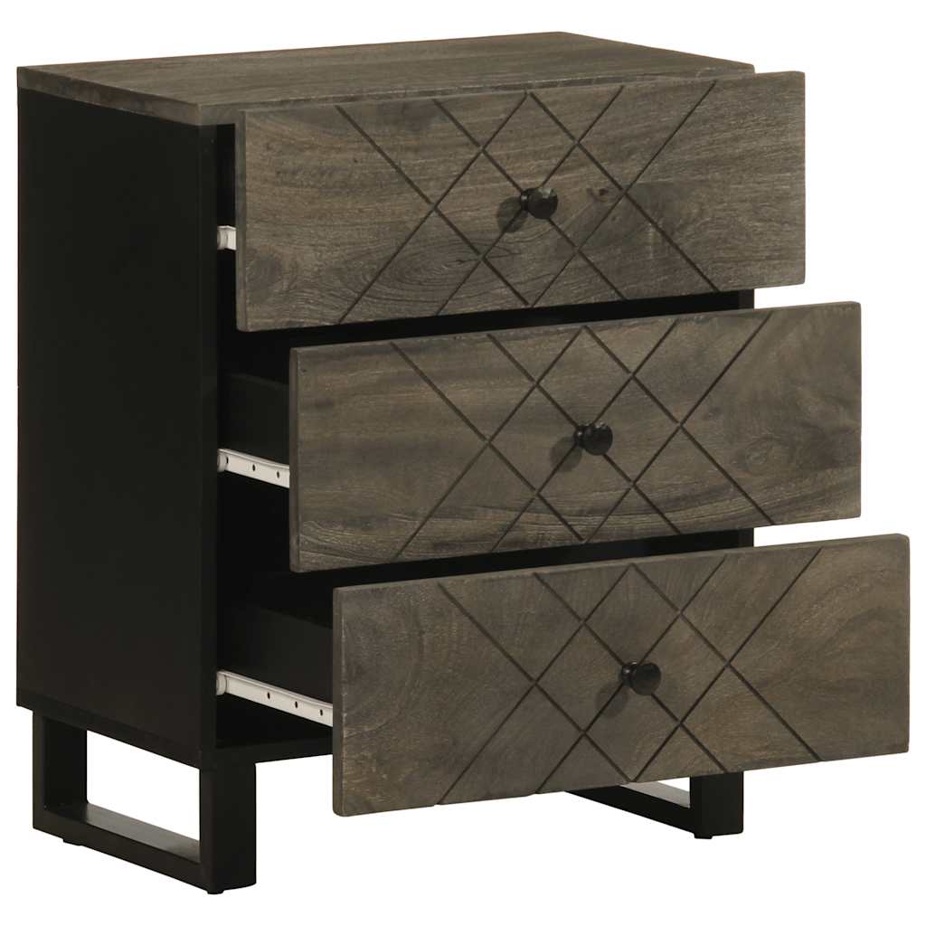Black Solid Mango Wood Bedside Cabinet 50x33x62 cm