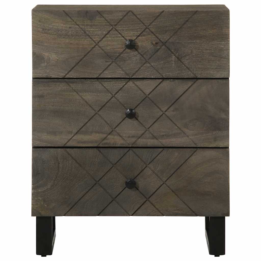 Black Solid Mango Wood Bedside Cabinet 50x33x62 cm