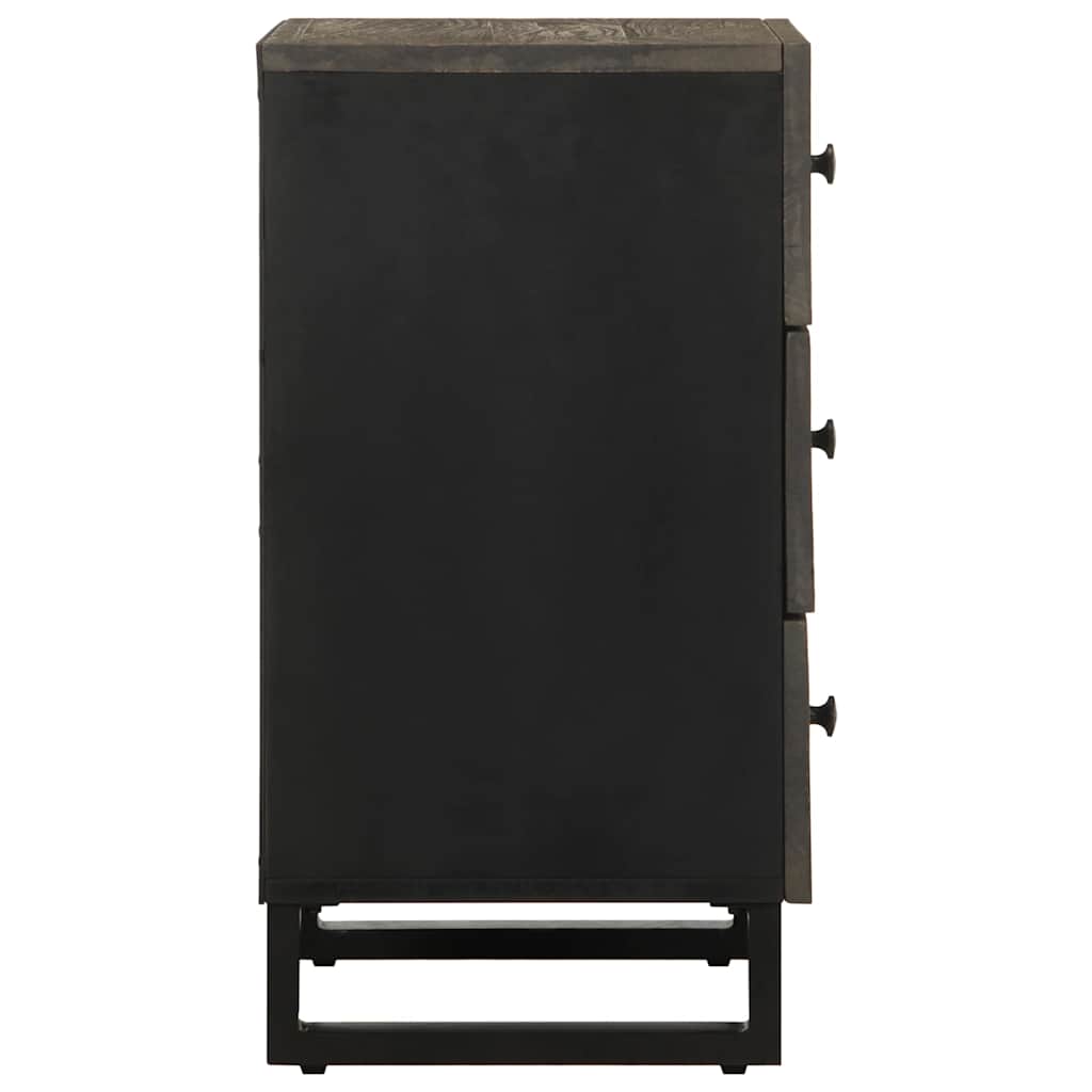 Black Solid Mango Wood Bedside Cabinet 50x33x62 cm