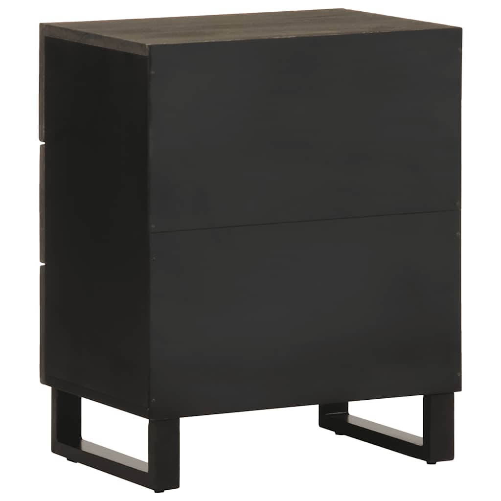 Black Solid Mango Wood Bedside Cabinet 50x33x62 cm