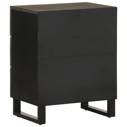 Black Solid Mango Wood Bedside Cabinet 50x33x62 cm