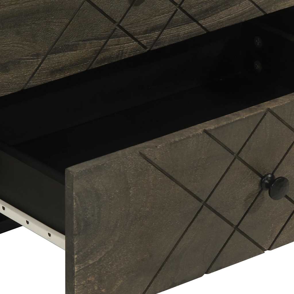 Black Solid Mango Wood Bedside Cabinet 50x33x62 cm