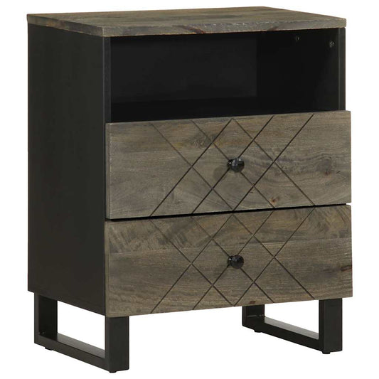 Sleek Black Bedside Cabinet 50x33x62cm | Solid Mango Wood