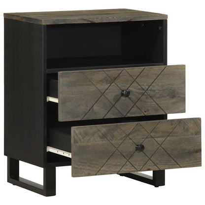 Sleek Black Bedside Cabinet 50x33x62cm | Solid Mango Wood