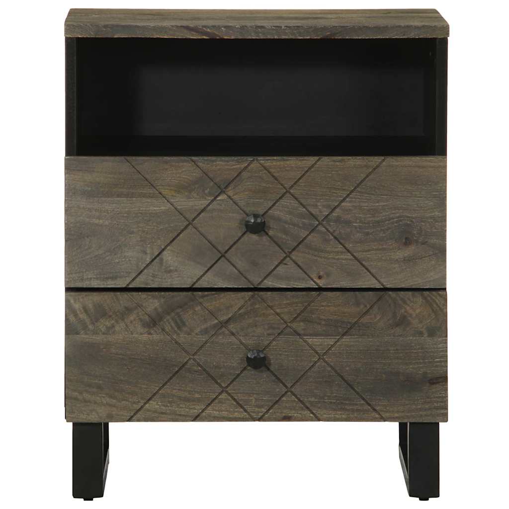 Sleek Black Bedside Cabinet 50x33x62cm | Solid Mango Wood