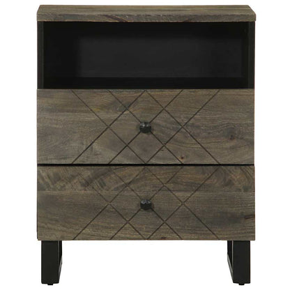 Sleek Black Bedside Cabinet 50x33x62cm | Solid Mango Wood