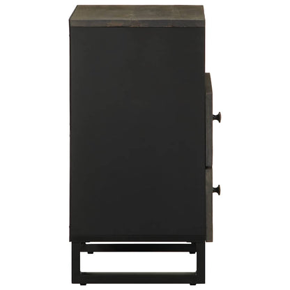 Sleek Black Bedside Cabinet 50x33x62cm | Solid Mango Wood