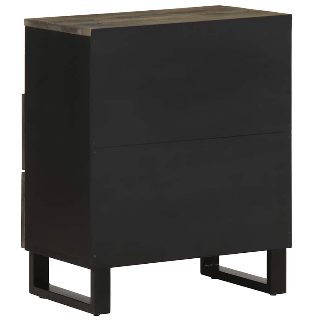 Sleek Black Bedside Cabinet 50x33x62cm | Solid Mango Wood
