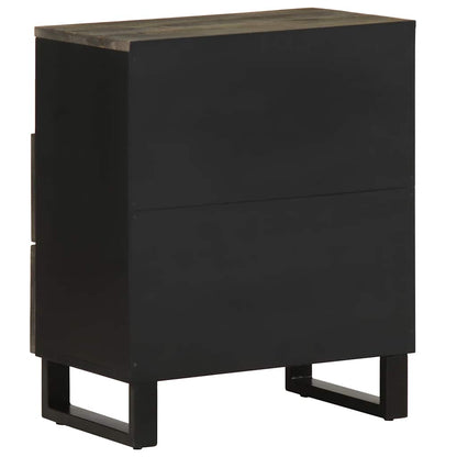 Sleek Black Bedside Cabinet 50x33x62cm | Solid Mango Wood