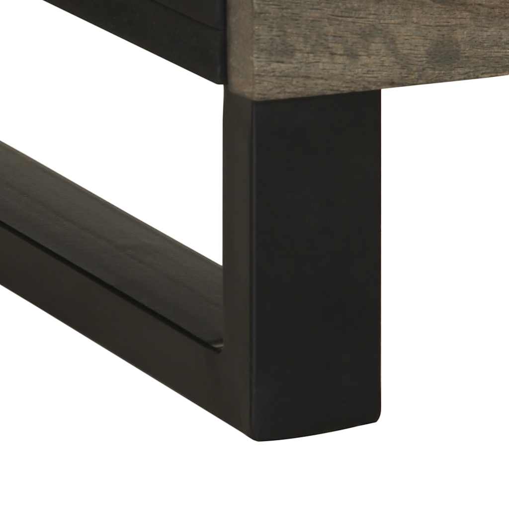 Sleek Black Bedside Cabinet 50x33x62cm | Solid Mango Wood