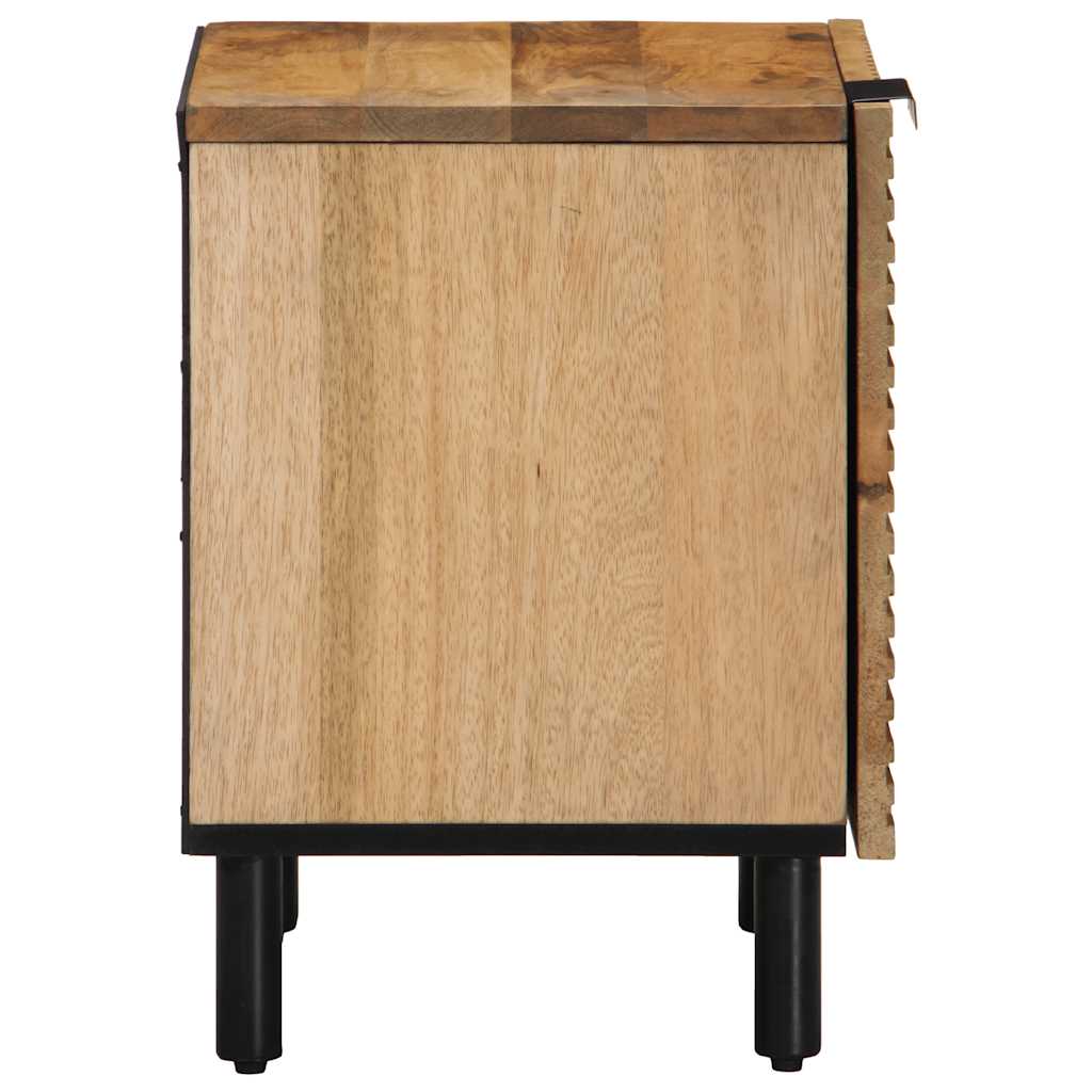 Solid Mango Wood Bedside Cabinet, Brown, 40x33x46 cm