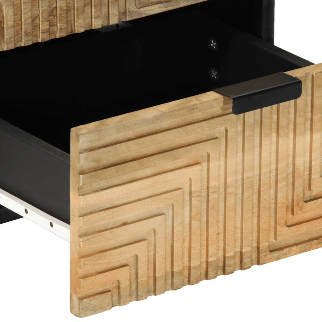 Solid Mango Wood Bedside Cabinet - Brown, 40x33x46 cm