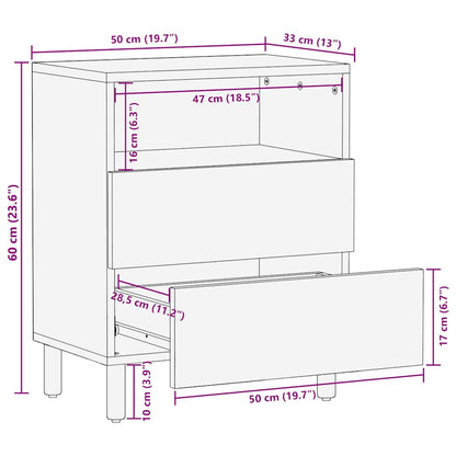 Solid Mango Wood Bedside Cabinet, Brown 50x33x62 cm