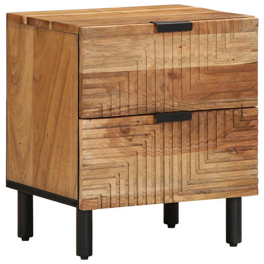 Solid Acacia Wood Bedside Cabinet 40x33x46 cm - Natural Finish