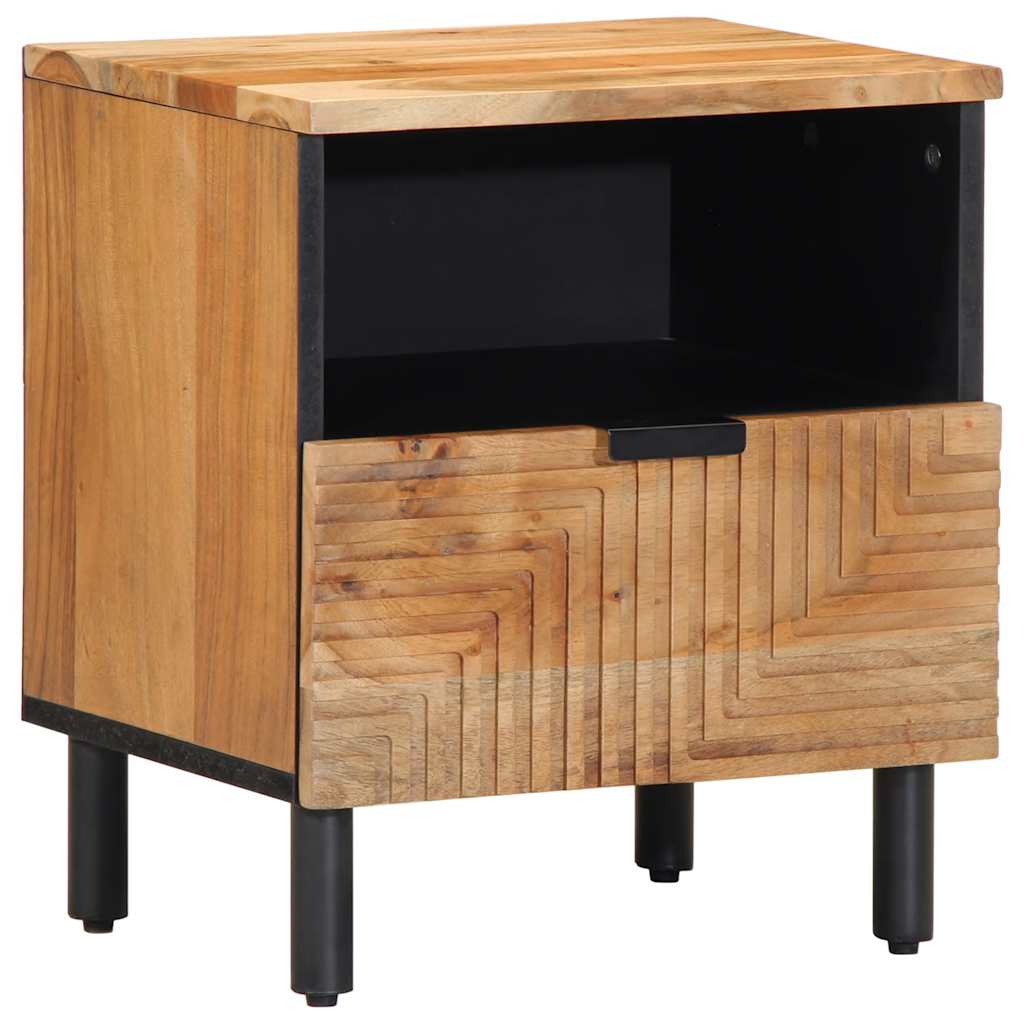 Solid Acacia Bedside Cabinet 40x33x46 cm - Natural Wood Finish