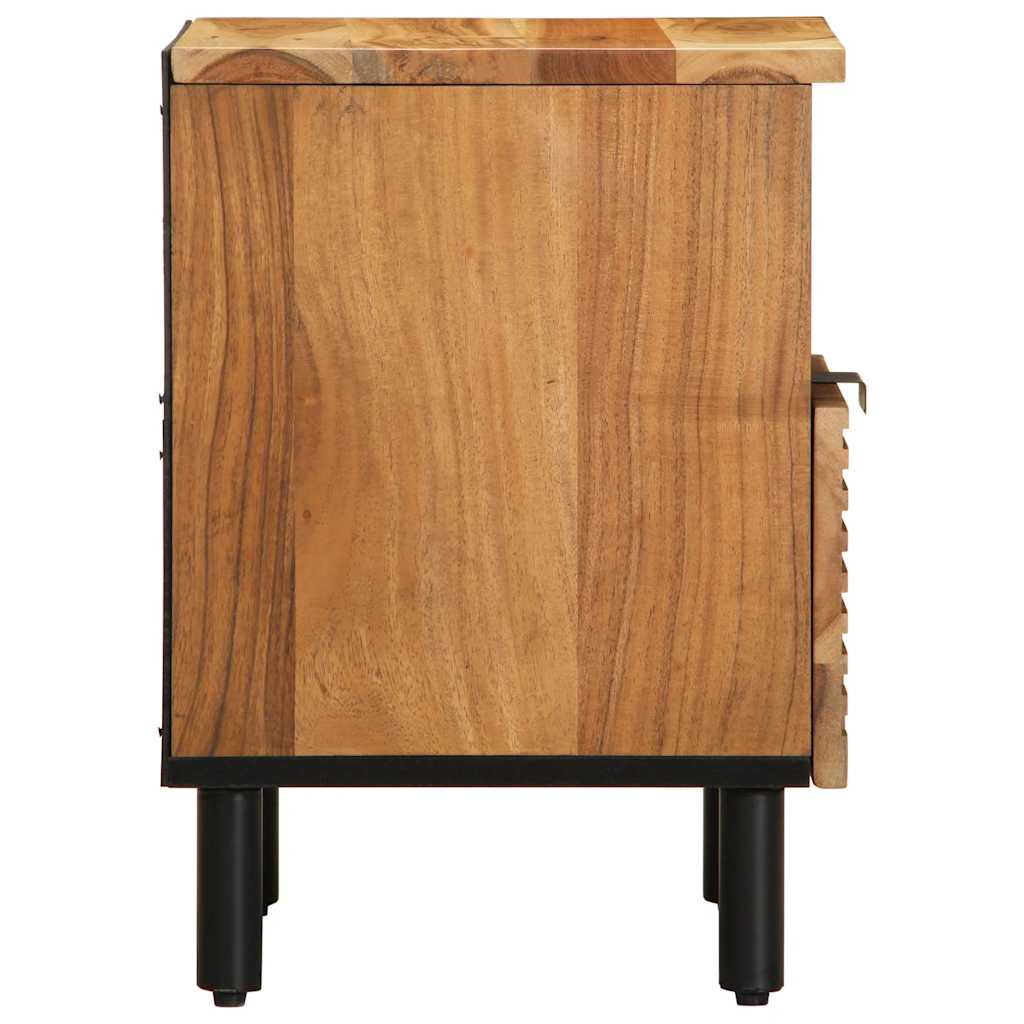 Solid Acacia Bedside Cabinet 40x33x46 cm - Natural Wood Finish