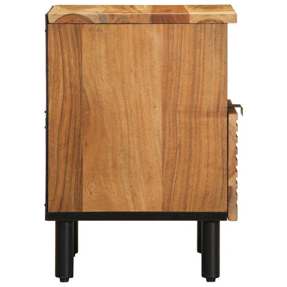 Solid Acacia Bedside Cabinet 40x33x46 cm - Natural Wood Finish